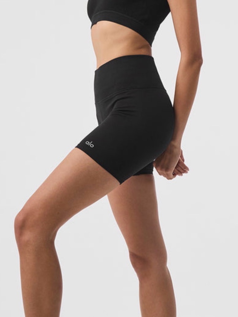 ALO Yoga 5” Seamless Ribbed Favorite Biker Shorts Black